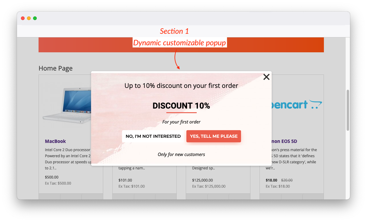 popup that asking email for vistiors to be sent coupon code opencart